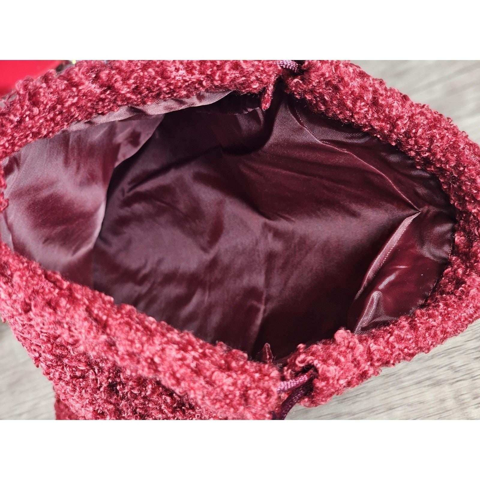 Ipsy Glam Bag Plus Red Drawstring Makeup Bag Plush Cosmetic Pouch