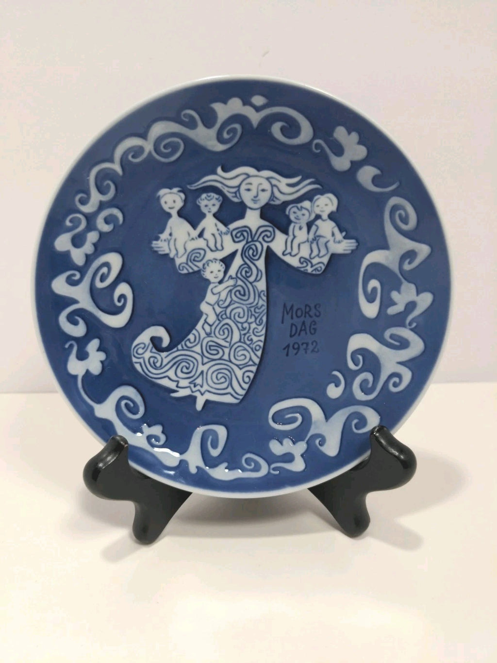 Vintage Royal Copenhagen Mors Dag Mothers Day Collector Plate 1972 Denmark 6" Bl
