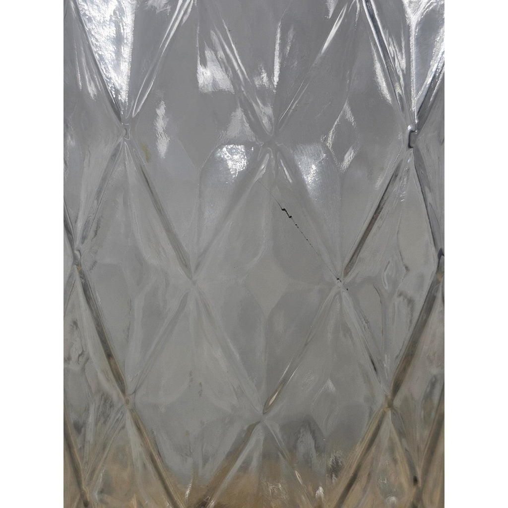 Vintage Diamond Cut Glass Vase 12" Tall Clear Cylinder Floral Vase