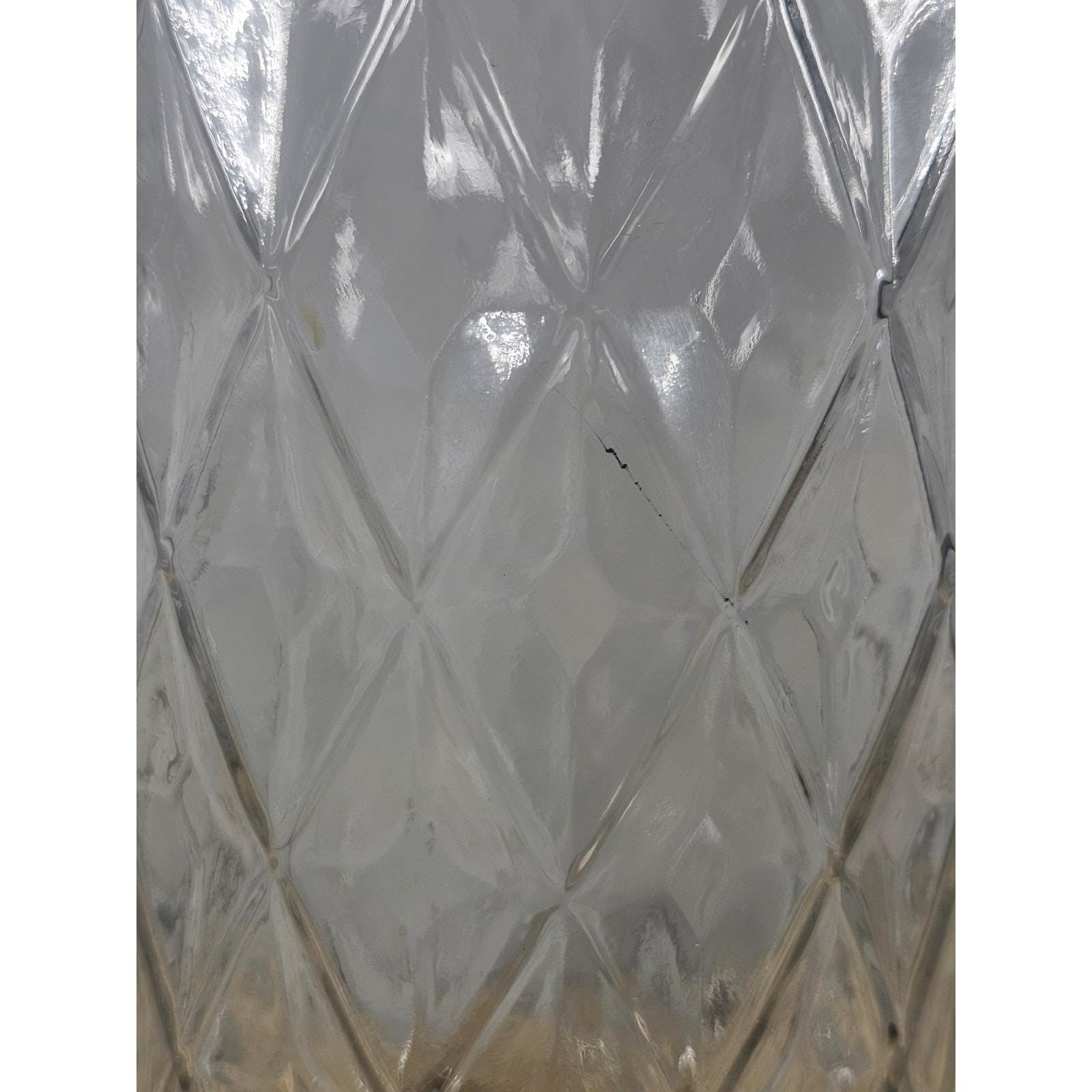 Vintage Diamond Cut Glass Vase 12" Tall Clear Cylinder Floral Vase