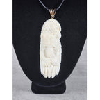 Vintage Carved Buffalo Lion Eagle Wolf Pendant Necklace