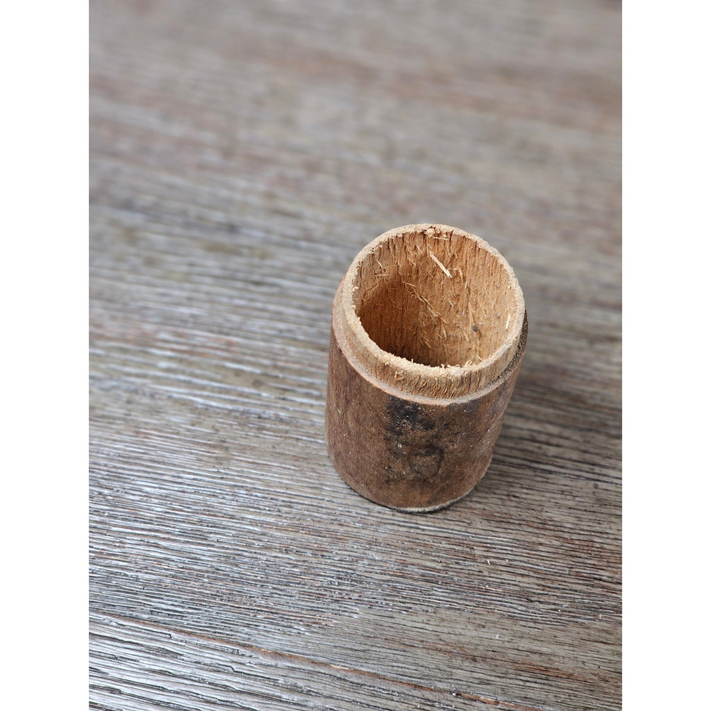 Antique Cork Cylinder Box Primitive Small Lidded Container 3.5"