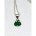 Vintage Sterling Silver Frog Pendant Necklace 16 Inch Chain
