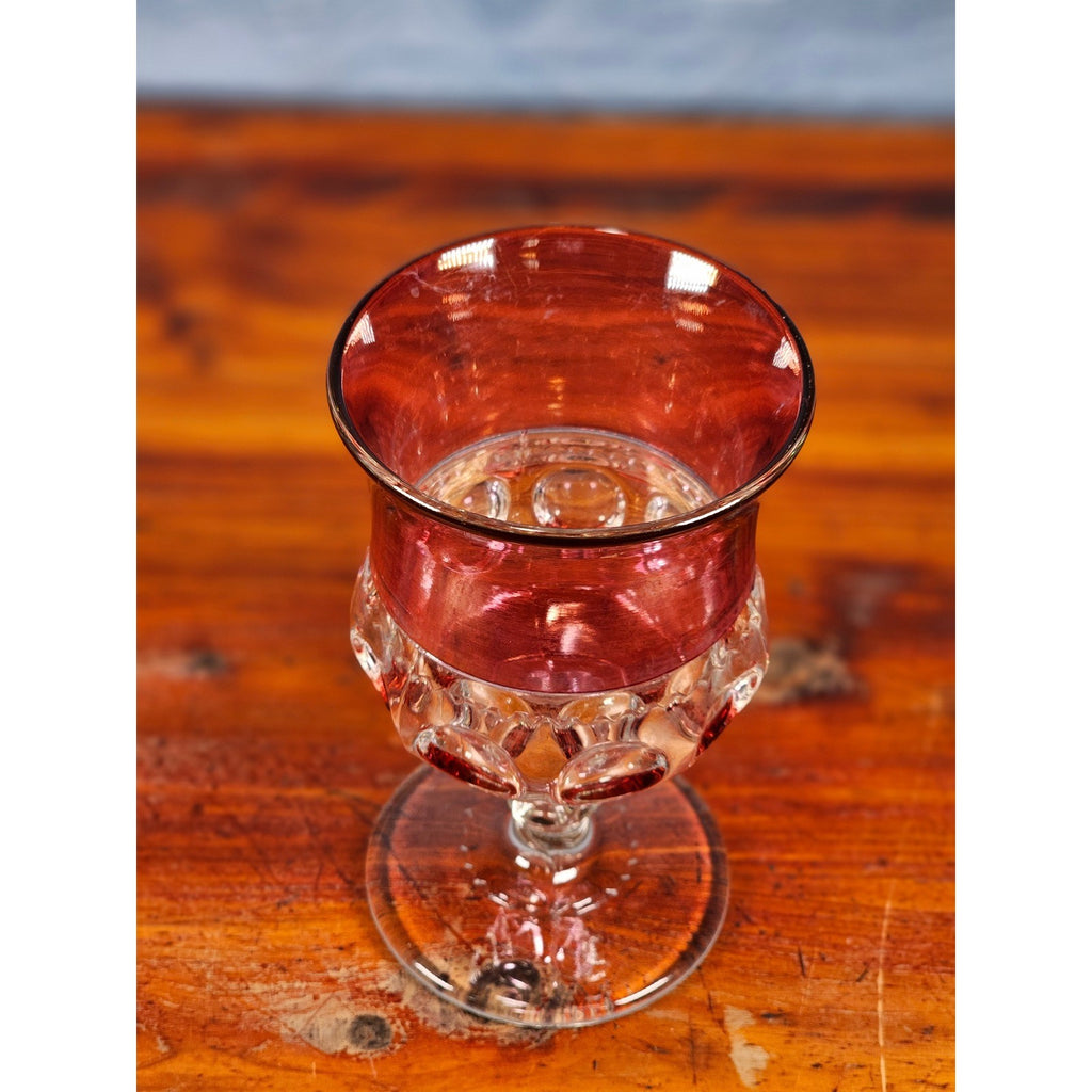 Vintage Amethyst Overlay Hobnail Wine Glass Purple Crystal Goblet