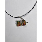 Vintage Stained Glass Locket Necklace Religious Pendant Charm