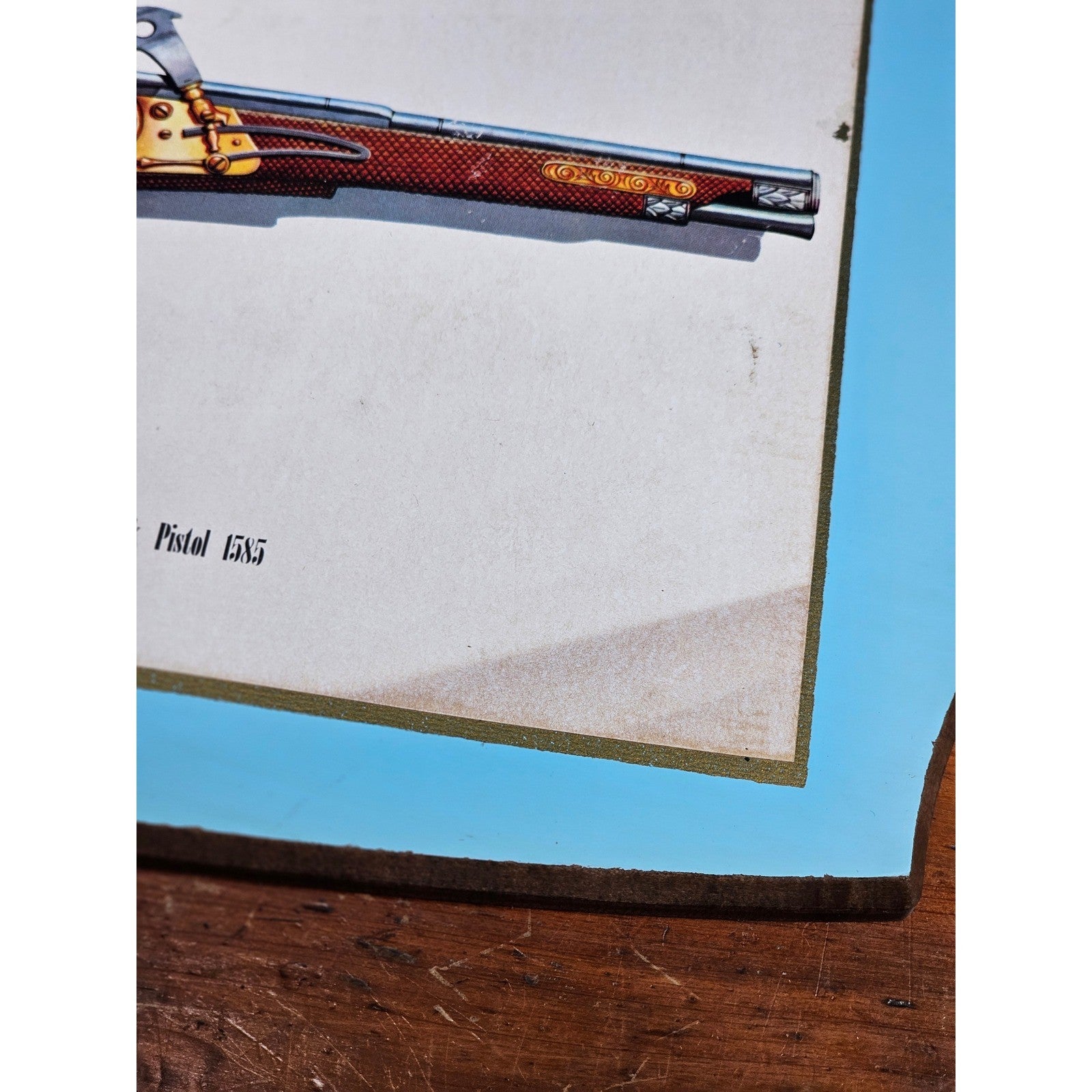 Vintage Firearms Illustration Wall Plaque – Austrian Wheellock Pistol 1655