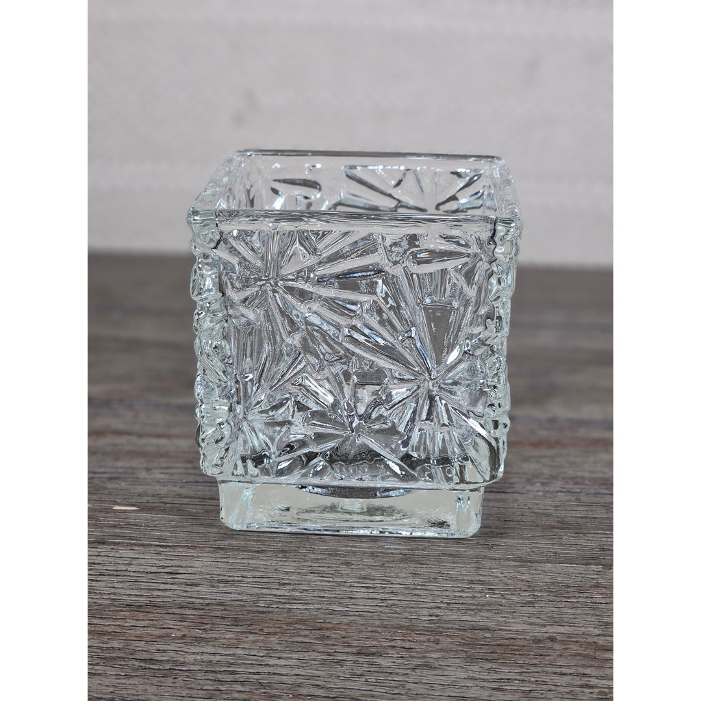 Vintage Avon Clear Pressed Glass Square Votive Candle Holder