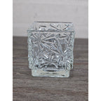 Vintage Avon Clear Pressed Glass Square Votive Candle Holder