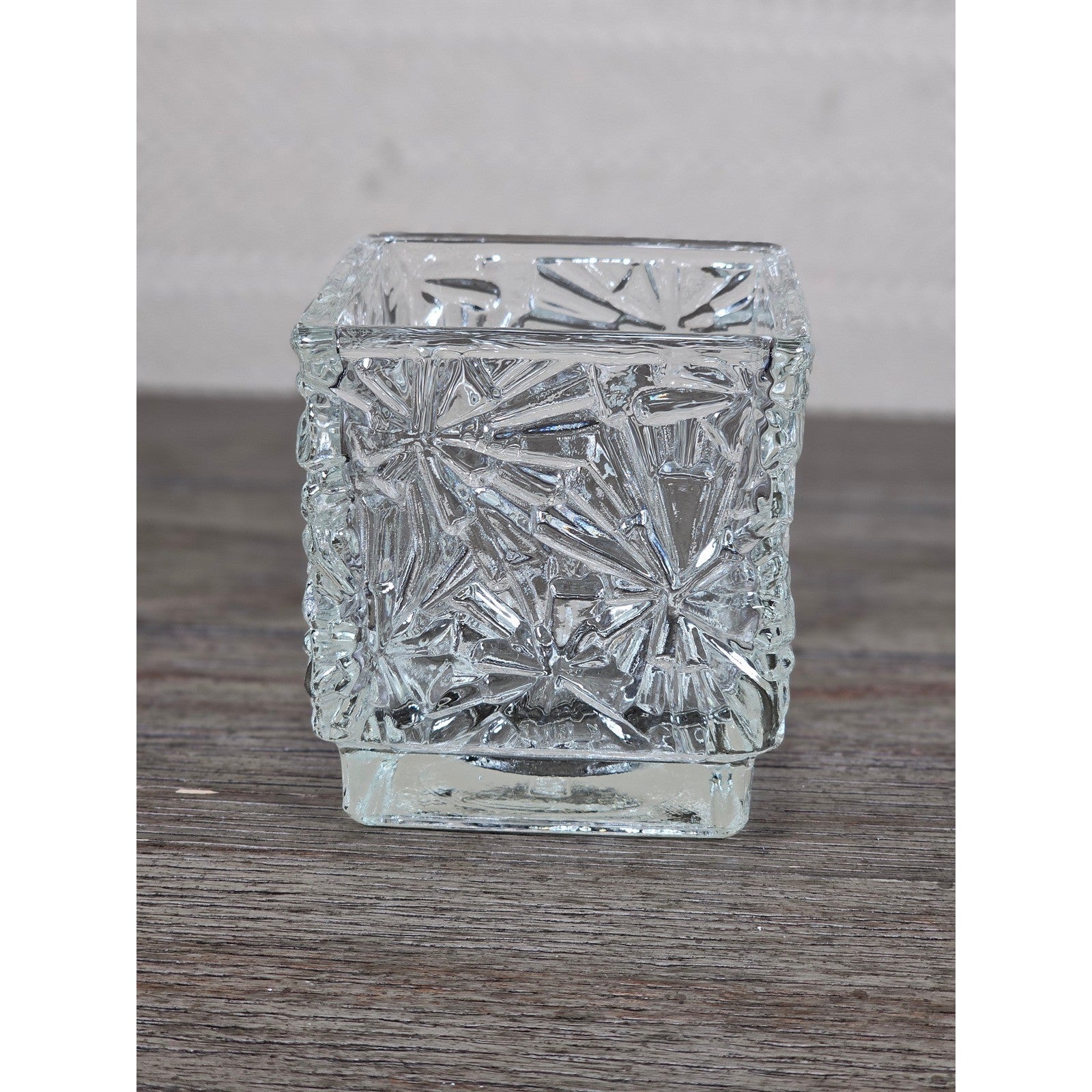 Vintage Avon Clear Pressed Glass Square Votive Candle Holder