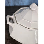 Vintage White Soup Tureen with Lid and Ladle | Octagonal Serving Dish