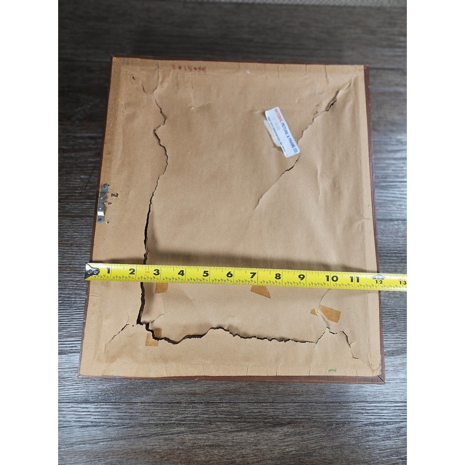 Vintage Framed Winter Landscape Print Signed, Rustic Wood Frame 14x13