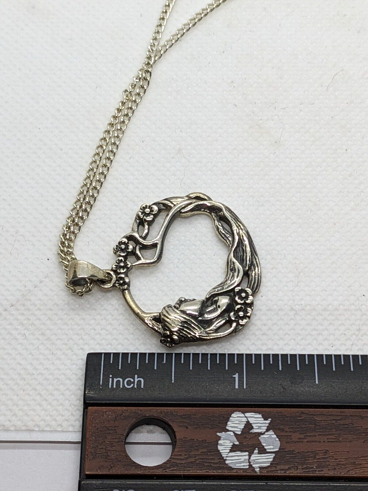 925 Sterling Silver Goddess Flowing Hair Pendant on a 20" Silver Chain