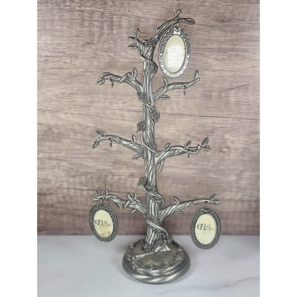 VTG Belk Pewter Rose Bush Family Cameo Photo Holder Display, 11.5" Project Piece