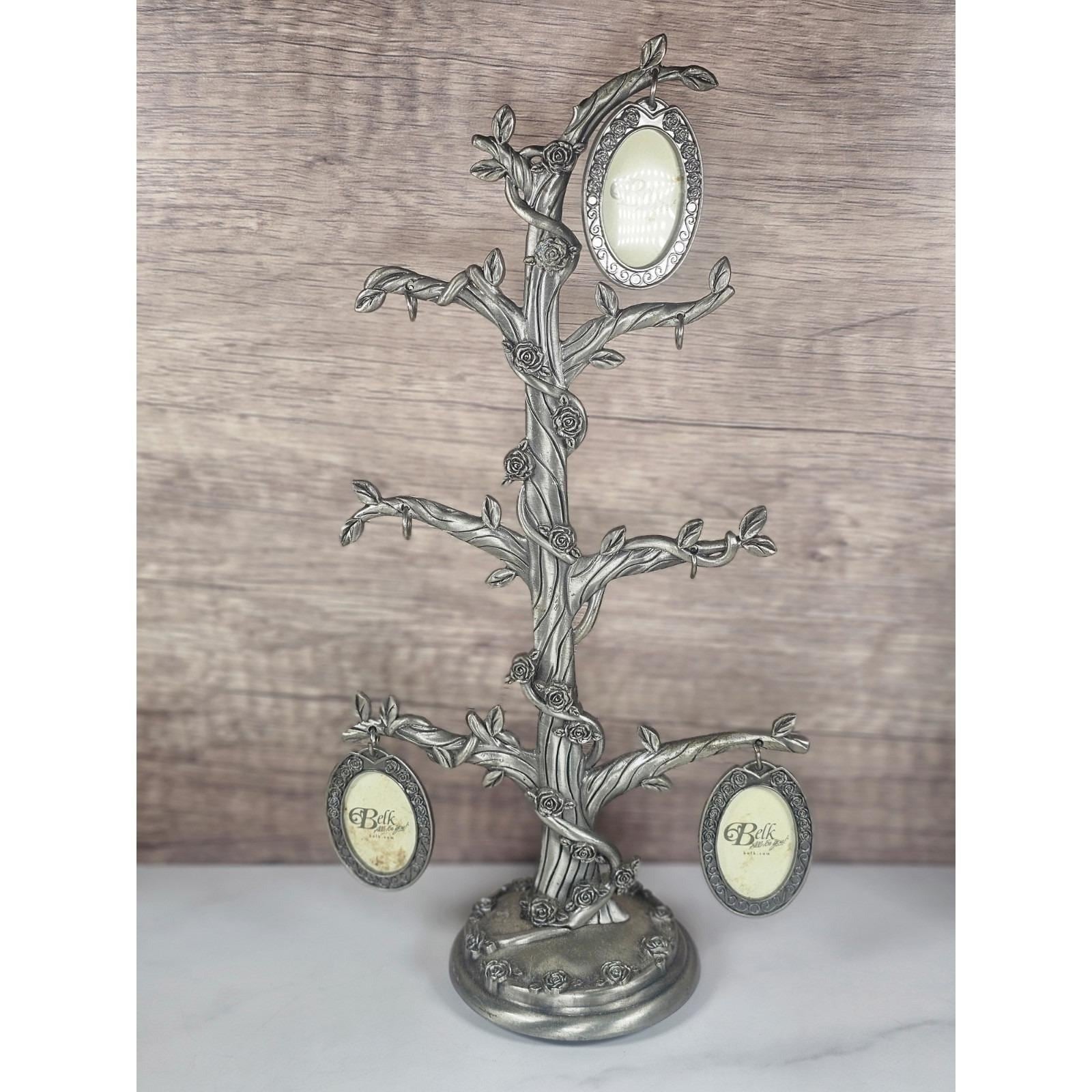 VTG Belk Pewter Rose Bush Family Cameo Photo Holder Display, 11.5" Project Piece