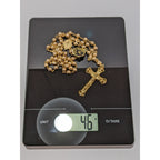 22kt Gold Cross Center Over Silver Rosary Necklace Miraculous Medal Religious