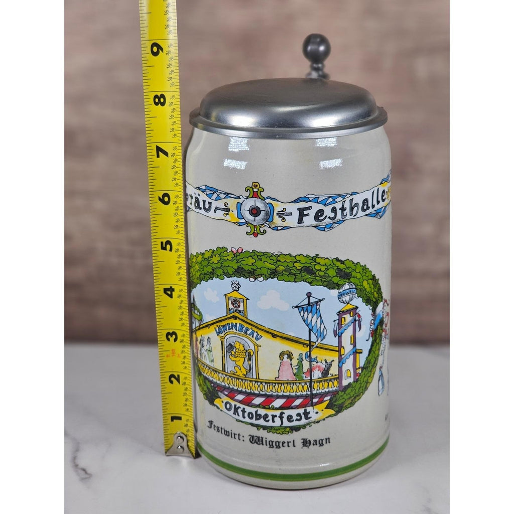 German Beer Stein Lowenbrau Oktoberfest Rastal Pewter Lid