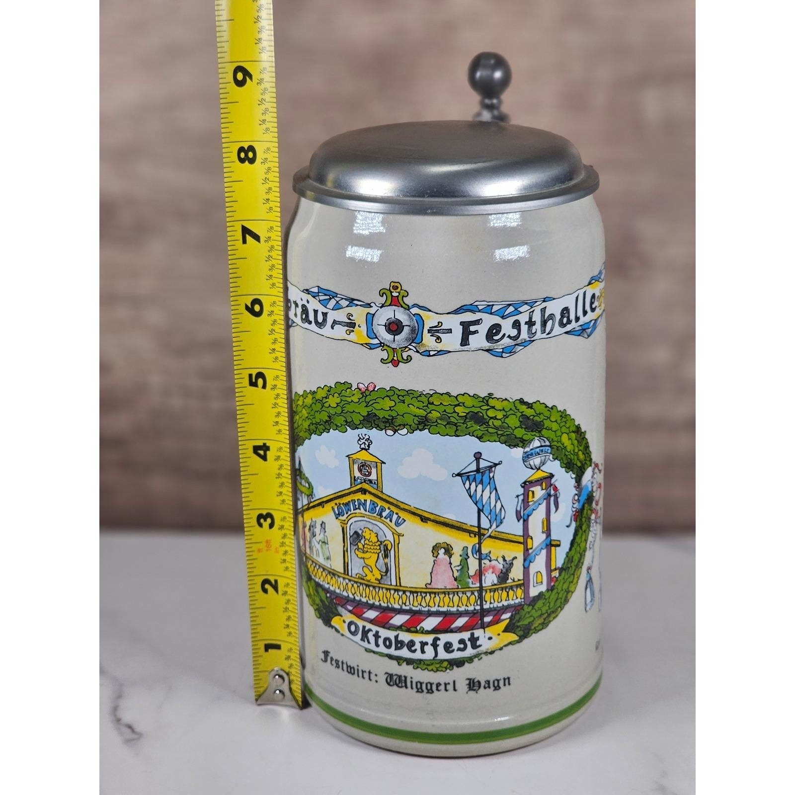 German Beer Stein Lowenbrau Oktoberfest Rastal Pewter Lid
