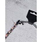 Vintage Pink Beaded Cluster Necklace with Ribbon Chain Detail