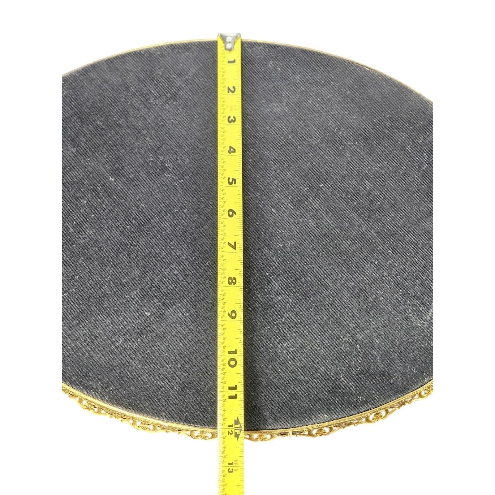 Vintage Gold Filigree Oval Vanity Mirror Tray Decorative Dresser Display