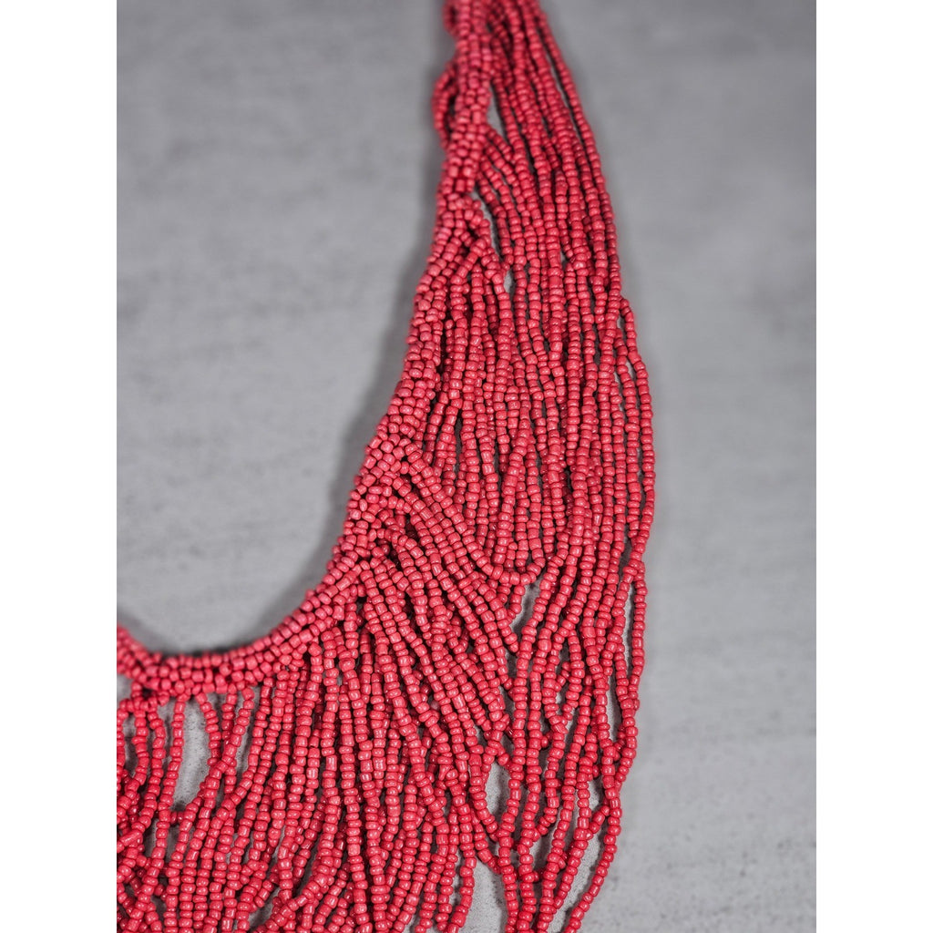 Vintage Multi-Strand Pink Seed Bead Statement Necklace