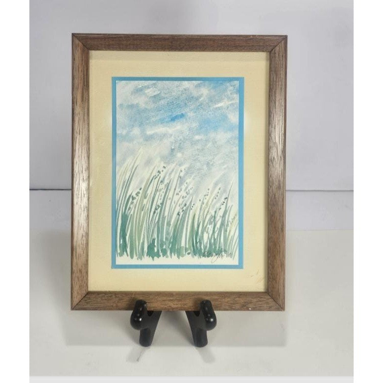 Vintage Framed Watercolor Landscape Signed Rustic Nature Painting