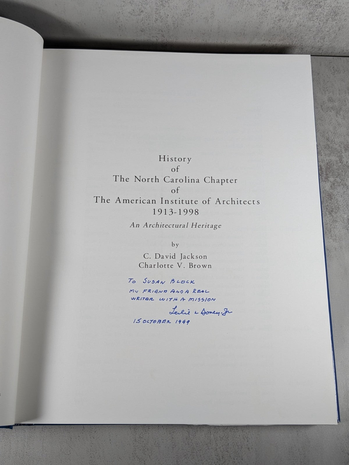 Vintage AIA North Carolina Architects History Book 1913–1998 Signed