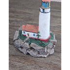 Miniature Lighthouse Figurine Hollow Resin Coastal Decor 4 Inch Nautical