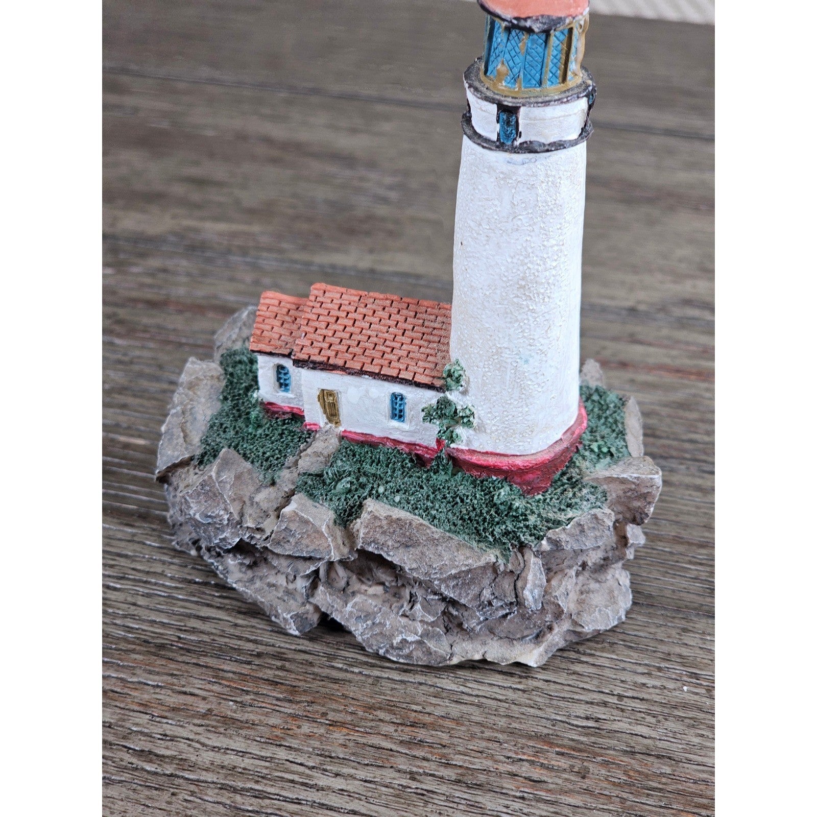 Miniature Lighthouse Figurine Hollow Resin Coastal Decor 4 Inch Nautical