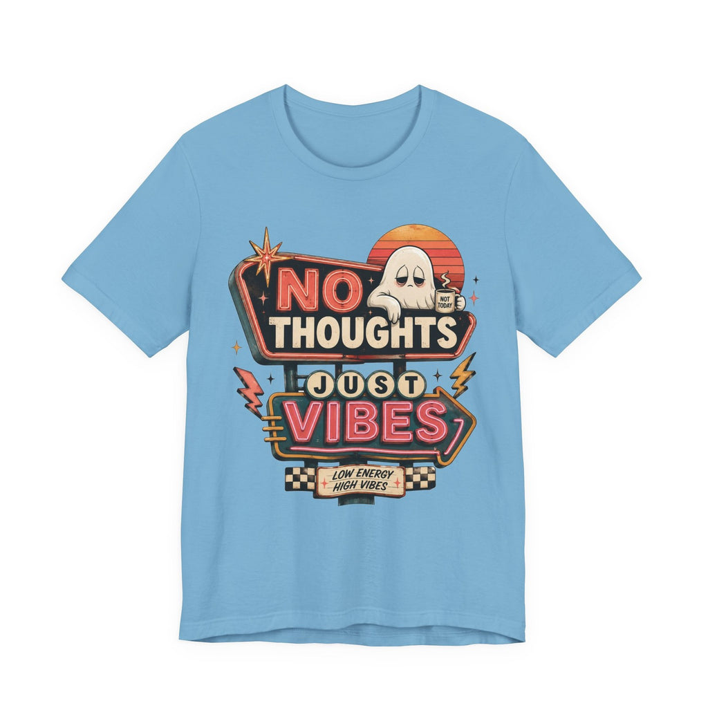 No Thoughts Just Vibes Ghost Shirt, Funny Retro Neon Tee