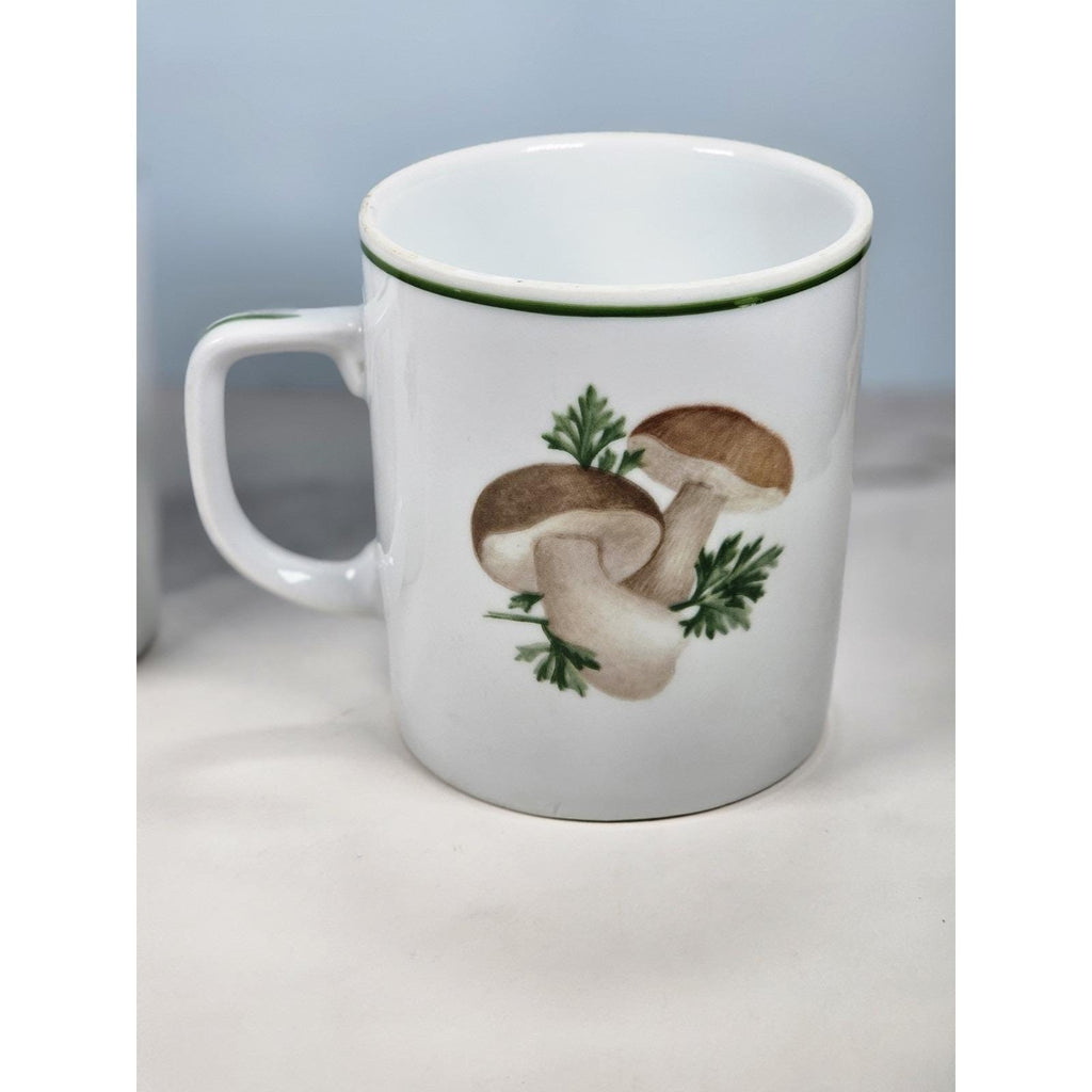 Vintage Lourioux Porcelain Botanical Mugs Set of 2 Radish Mushroom