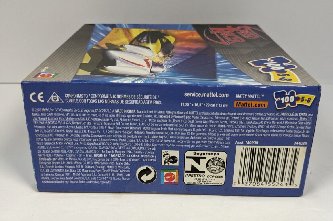 Speed Racer 100 Piece Jigsaw Puzzle Mattel Ages 5-8 - NIB