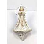 Vintage Glass Ornament White Gold 6 Inch Antiqued Finish