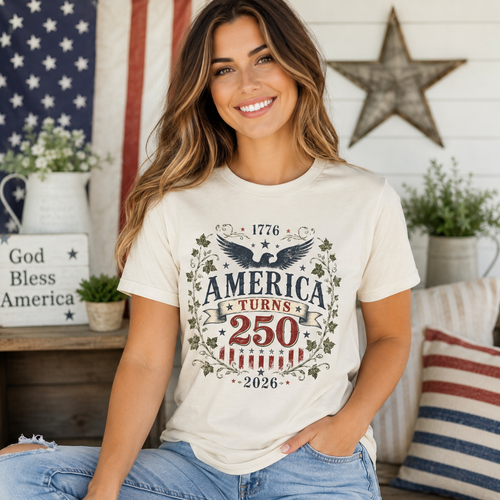 America Turns 250 Shirt 1776 2026 Patriotic Eagle 4th July Tee