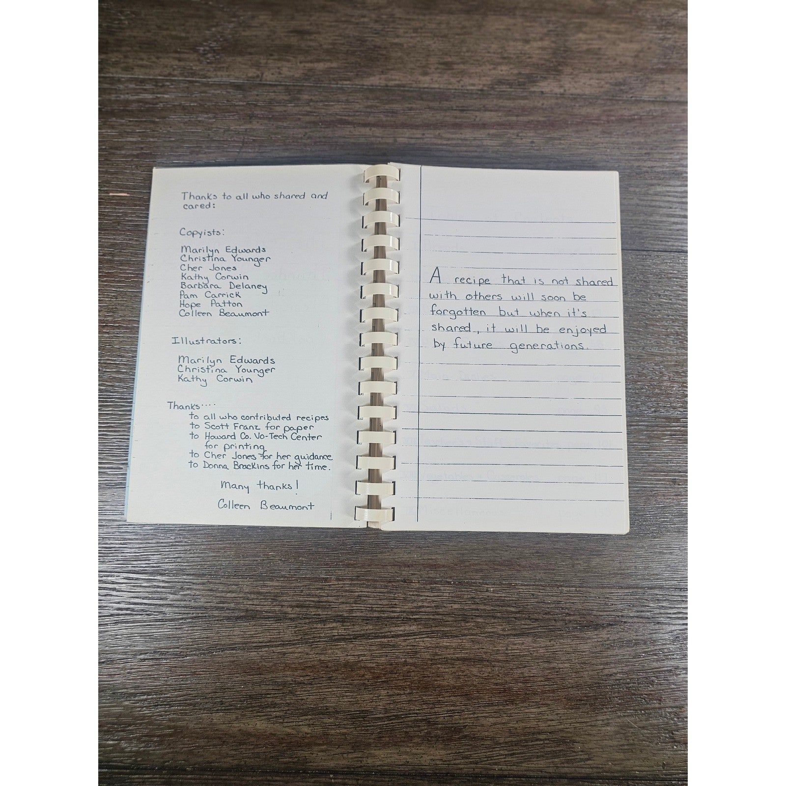 1988 Thunder Hill Elementary School Cookbook PTA Vintage Community Recipes