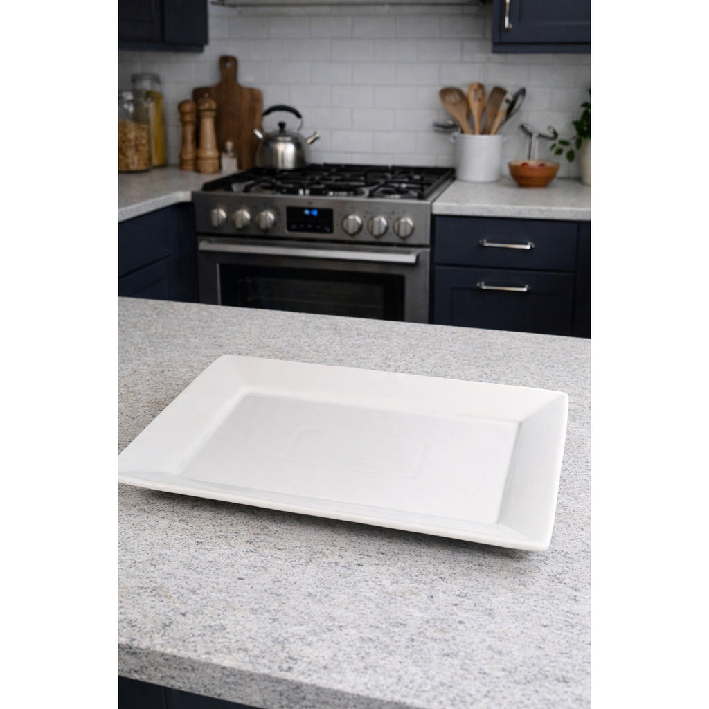 Better Homes & Gardens White Rectangular Serving Platter 14.5 Inch