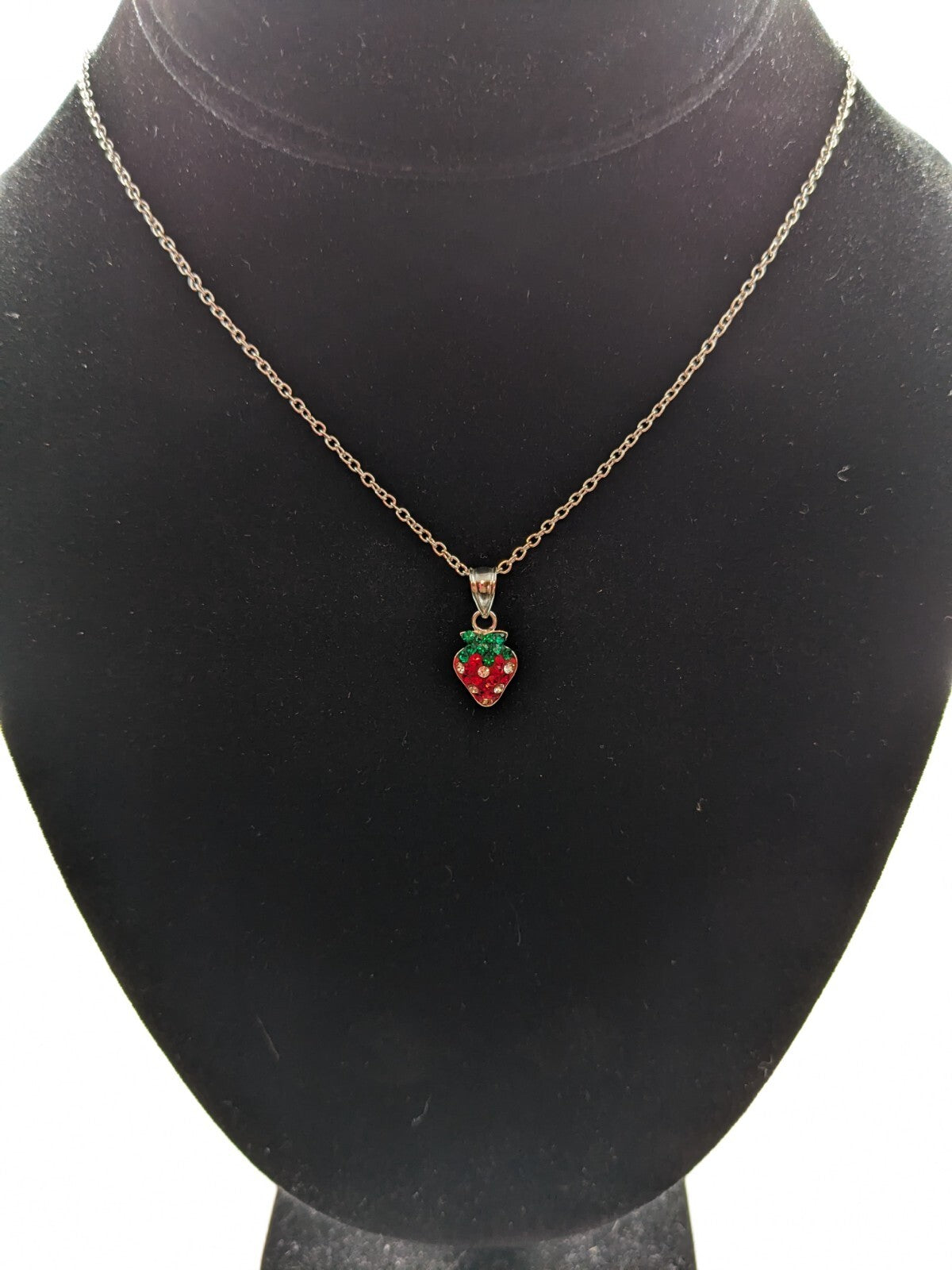 925 Sterling Silver Strawberry Pendant on a 16" silver chain