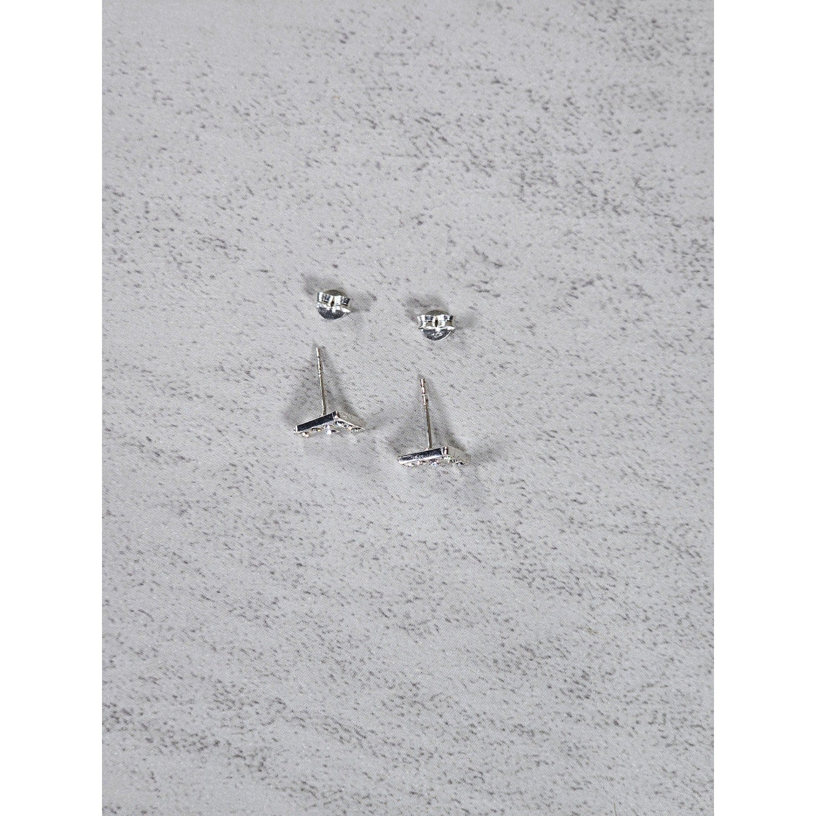 Vintage Rhinestone F Stud Earrings Silver Tone Initial Letter Posts