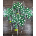 Set of 4 Green Polka Dot Clover Sprays 19" Glitter St Patrick Picks