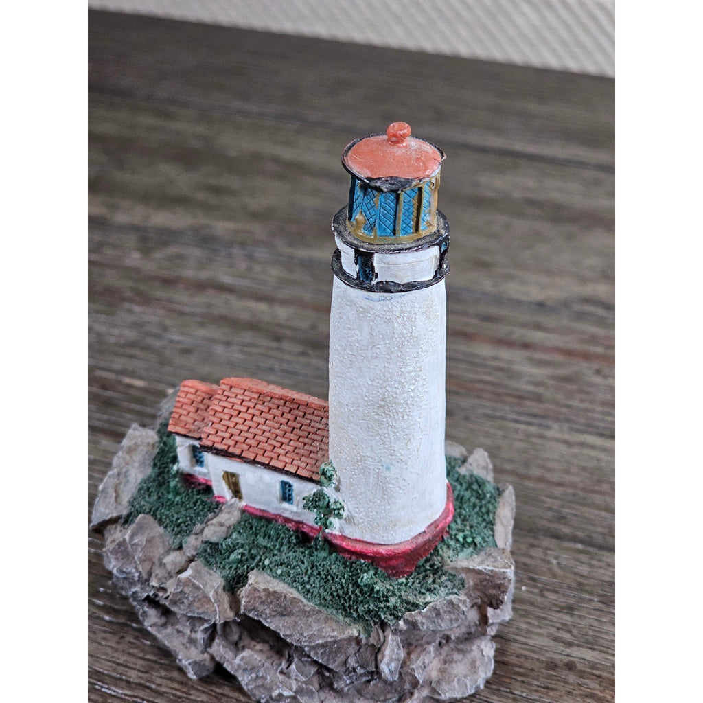 Miniature Lighthouse Figurine Hollow Resin Coastal Decor 4 Inch Nautical