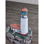 Miniature Lighthouse Figurine Hollow Resin Coastal Decor 4 Inch Nautical