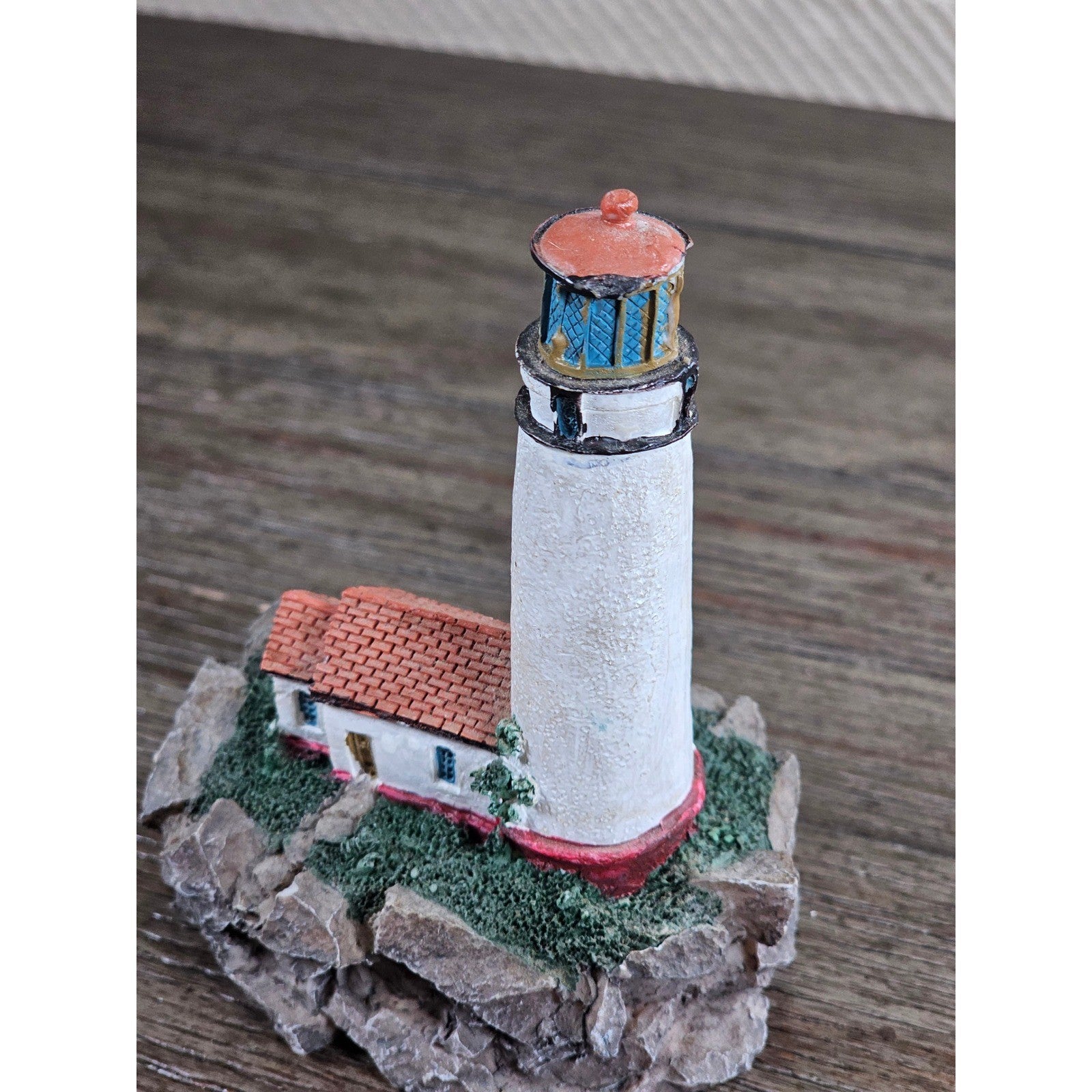 Miniature Lighthouse Figurine Hollow Resin Coastal Decor 4 Inch Nautical