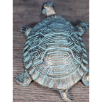 Cast Iron Turtle Decor Tabletop Accent Green Patina Coastal Figurine