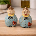 Antique Figural Salt Pepper Shakers Men Holding Hat Vintage Set