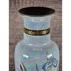 Vintage Japanese Iris Vase Hand Painted Floral Gold Trim