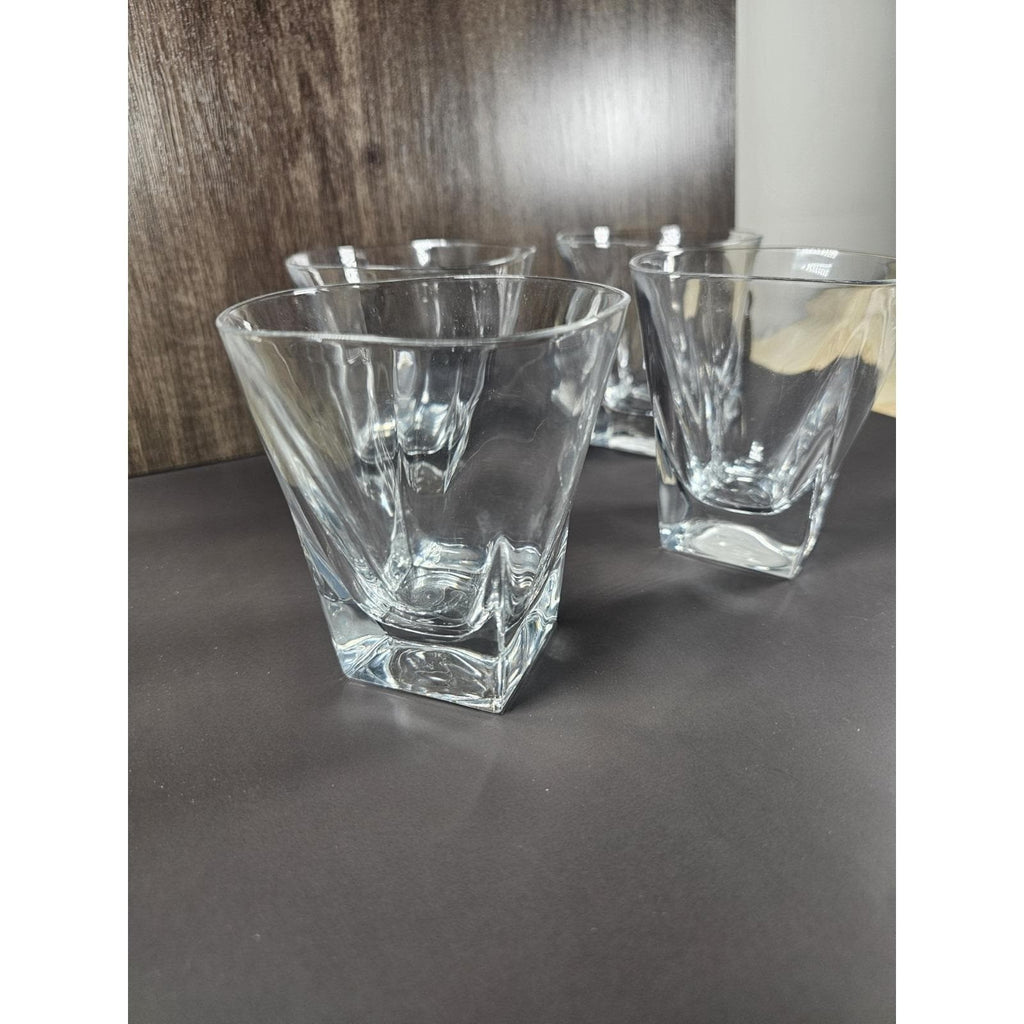 Vintage Lead Crystal Whiskey Glasses Set of 4 Square Base