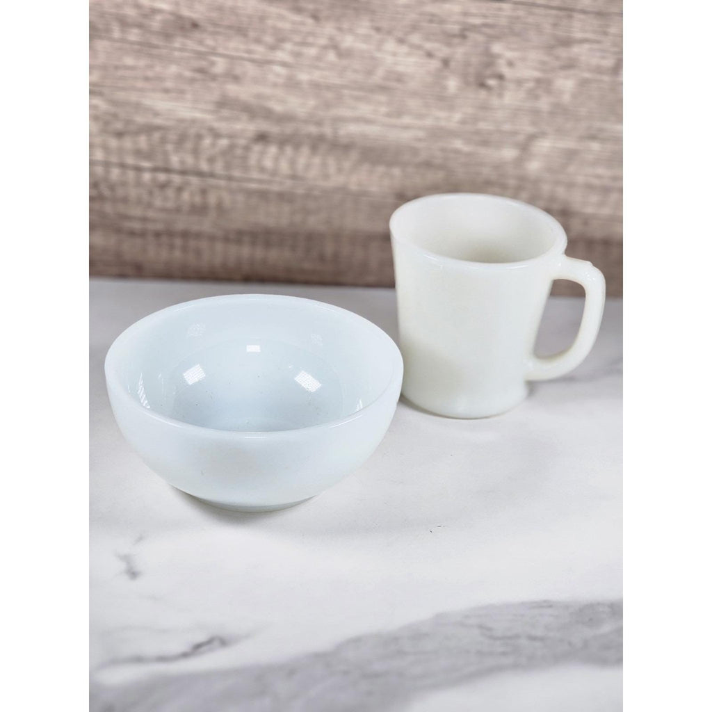 Vintage Anchor Hocking Milk Glass Mug & Bowl Set | Classic White
