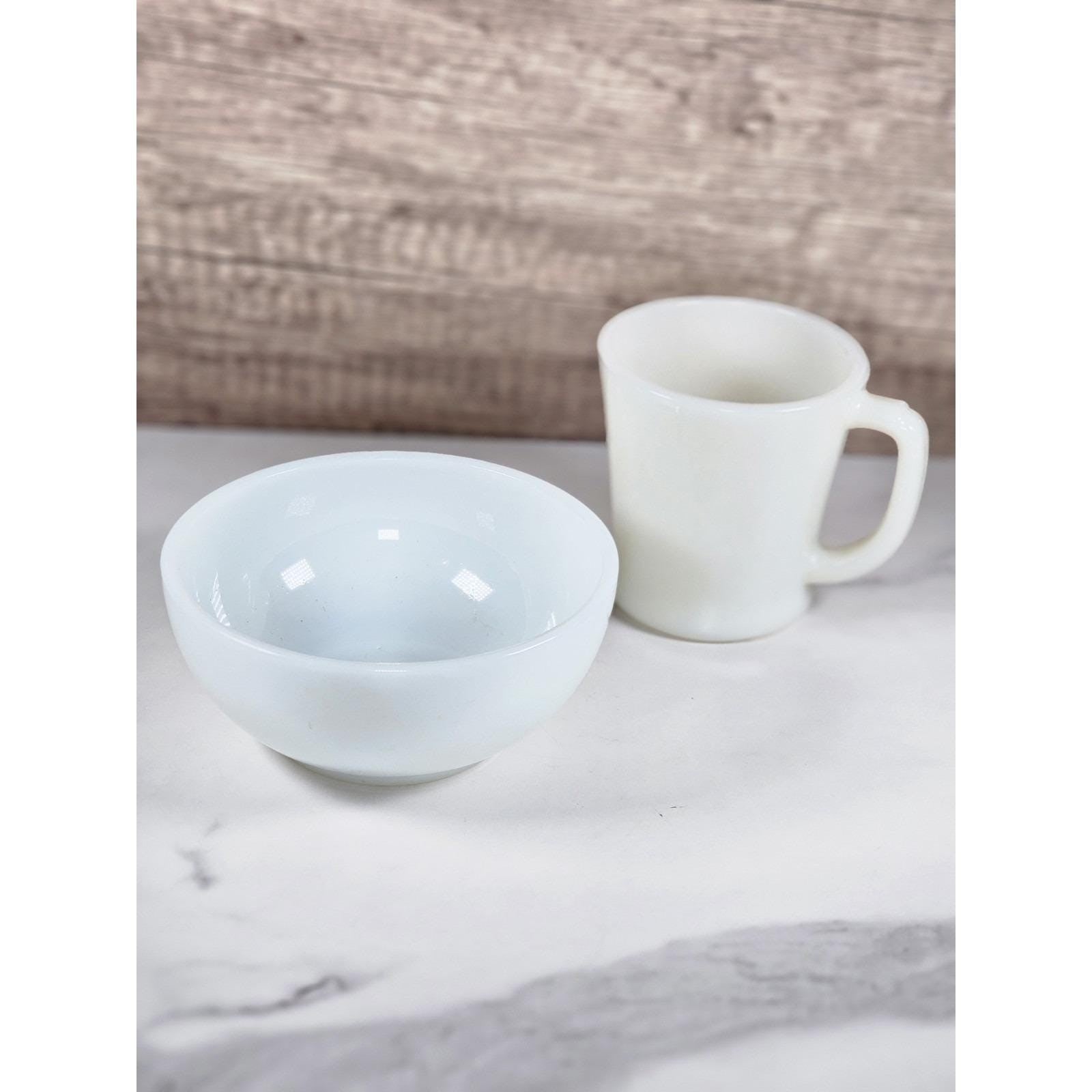 Vintage Anchor Hocking Milk Glass Mug & Bowl Set | Classic White
