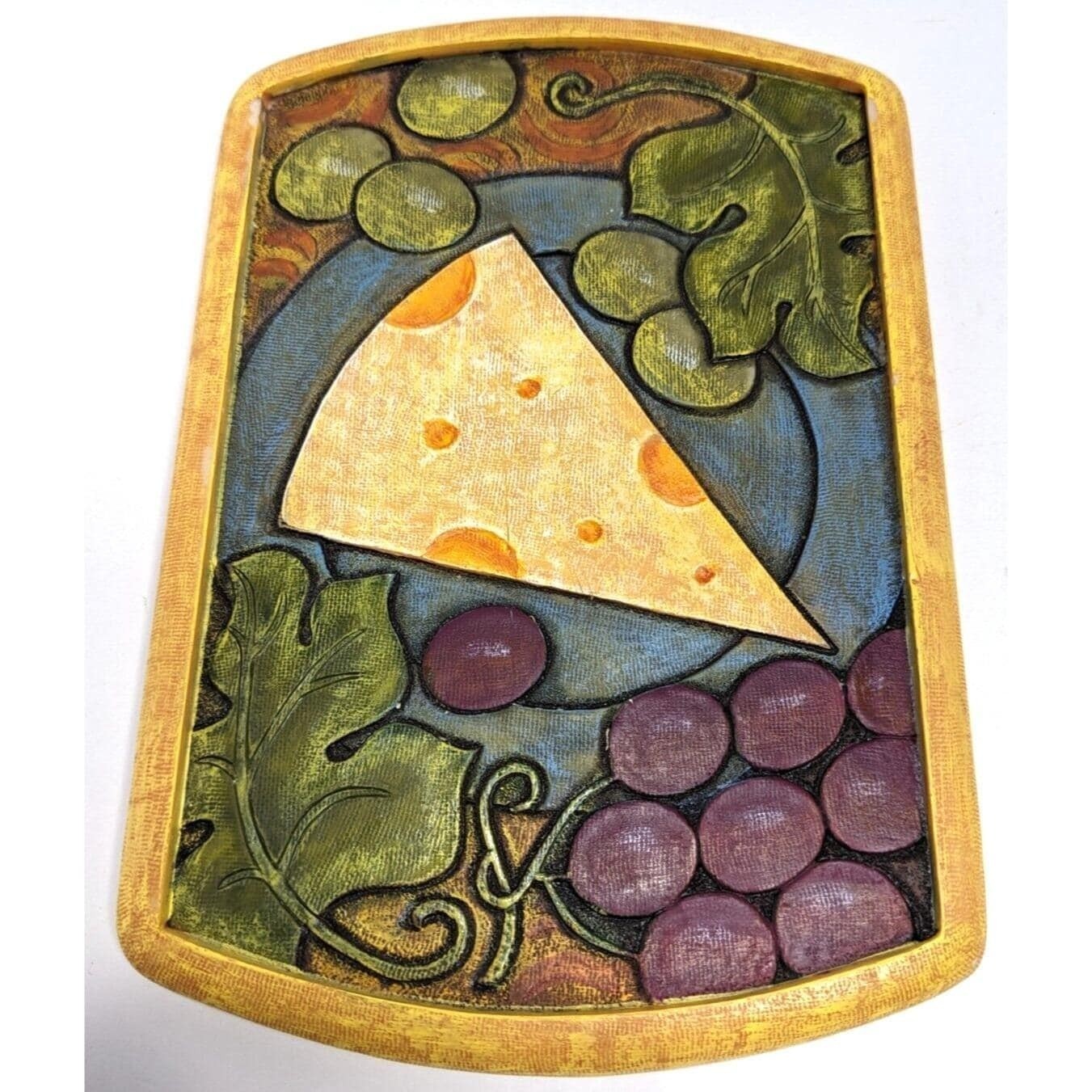 Vintage Joie de Vivre Cheese Board Grapes Resin Serving Tray 8x5