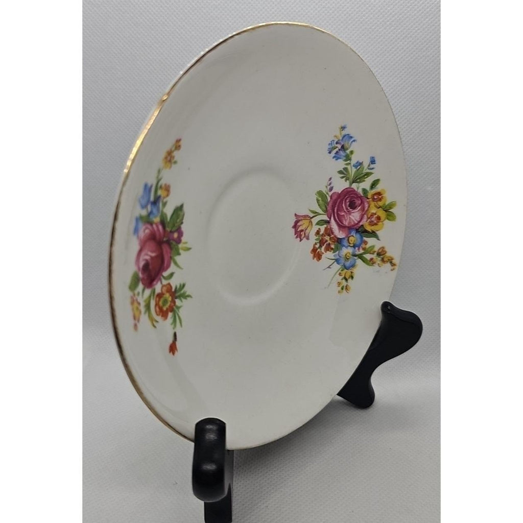 Vintage Clare Bone China Saucer Floral Gold Rim England 5.5