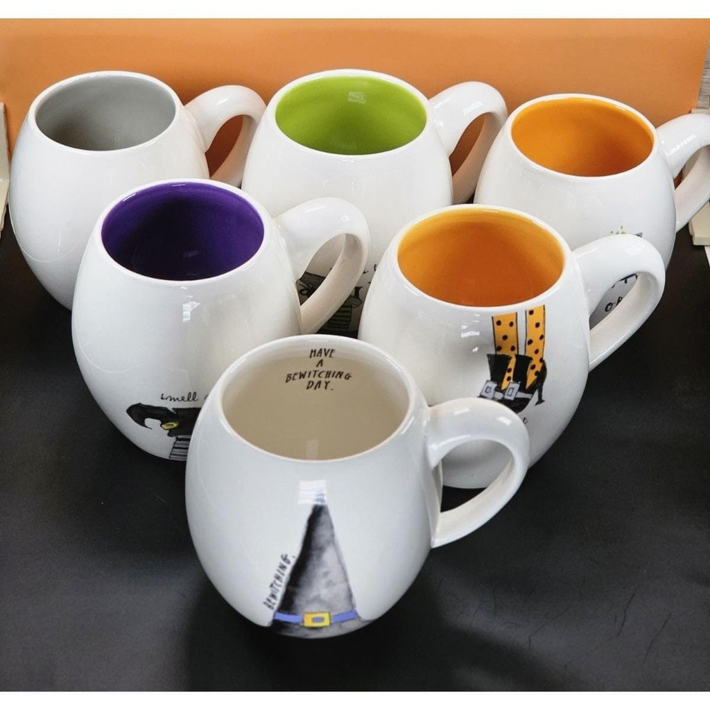 Vintage Rae Dunn Halloween Mug Set of 6 Ceramic Witch Theme Cups
